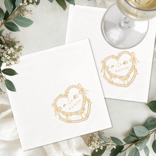 Serviettes Avec Dorure Gâteau Vintage Dessiné à la Main Mariage Fantaisis