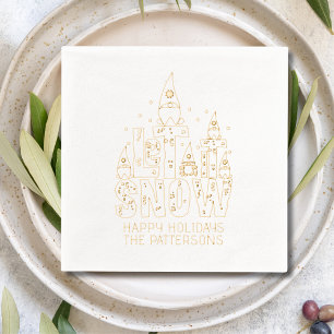 Serviettes Avec Dorure Gnome Laisser Neige Fêtes de Noël Personnalisé