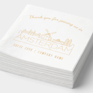 Serviettes Avec Dorure Gold Foil Custom Amsterdam Corporate Event Napkins