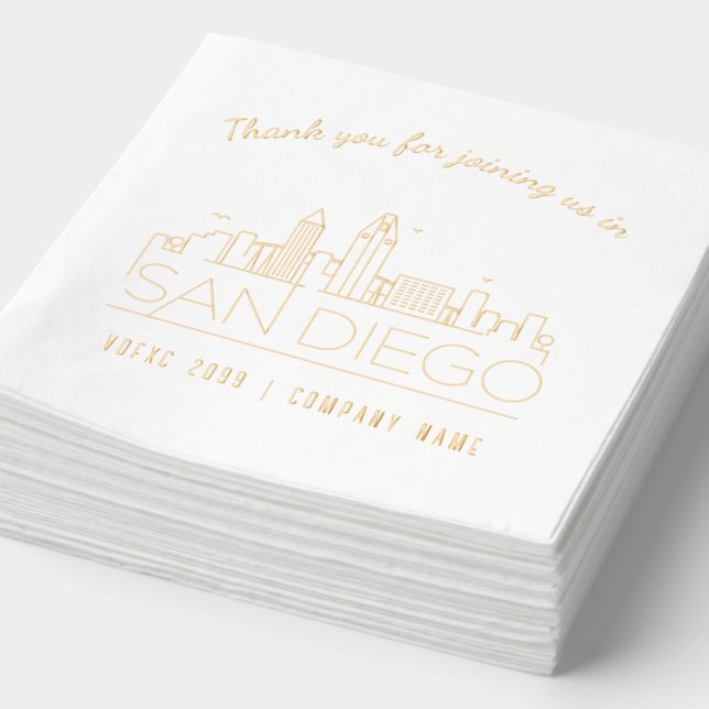 Serviettes Avec Dorure Gold Foil Custom San Diego Show & Event Napkins (Détail)
