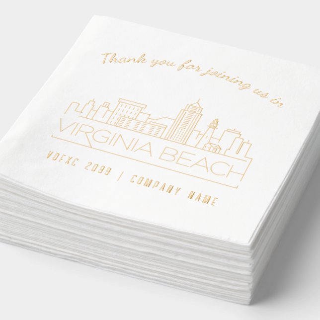 Serviettes Avec Dorure Gold Foil Custom Virginia Beach Event Napkins (Détail)