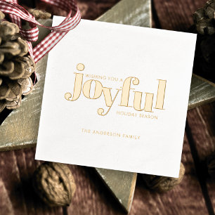 Serviettes Avec Dorure Gold Foil Noël Joyeux Typographie