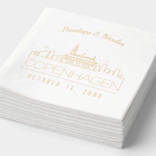 Serviettes Avec Dorure Gold Foil Personnalisé Copenhague Mariage Napkins