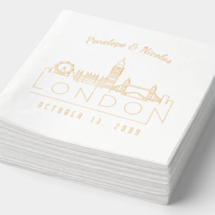 Serviettes Avec Dorure Gold Foil Personnalisé Londres Mariage Napkins