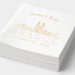 Serviettes Avec Dorure Gold Foil Personnalisé Prague Mariage Napkins