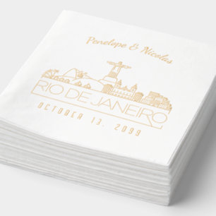 Serviettes Avec Dorure Gold Foil Personnalisé Rio de Janeiro Napkins