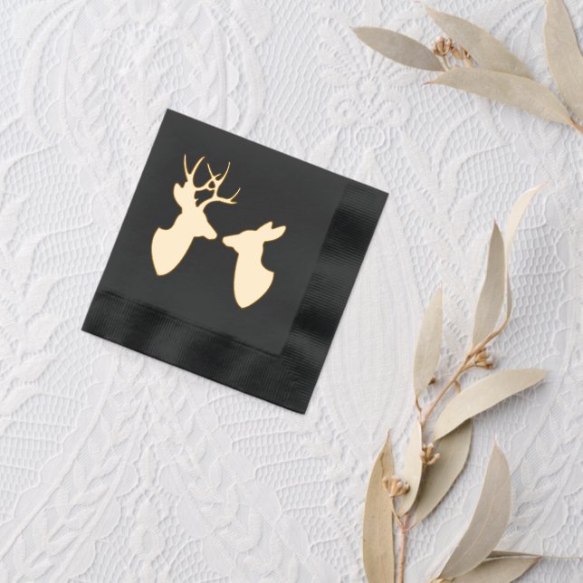 Serviettes Avec Dorure Golden Deer Buck and Doe Silhouettes (Insitu (mariage 2))