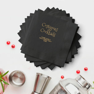 Serviettes Avec Dorure Halloween Éffrayant Black Costume & Cocktails Part