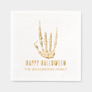 Serviettes Avec Dorure Halloween Skeleton Rock main moderne personnalisé