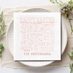 Serviettes Avec Dorure Happy Mot de Pâques Typographie d'art Nom personna