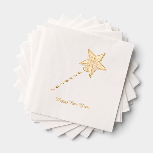 Serviettes Avec Dorure Happy New Year Star Hat (Insitu (empilé))