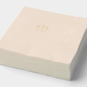 Serviettes Avec Dorure HARMONIE Branche Monogramme Mariage