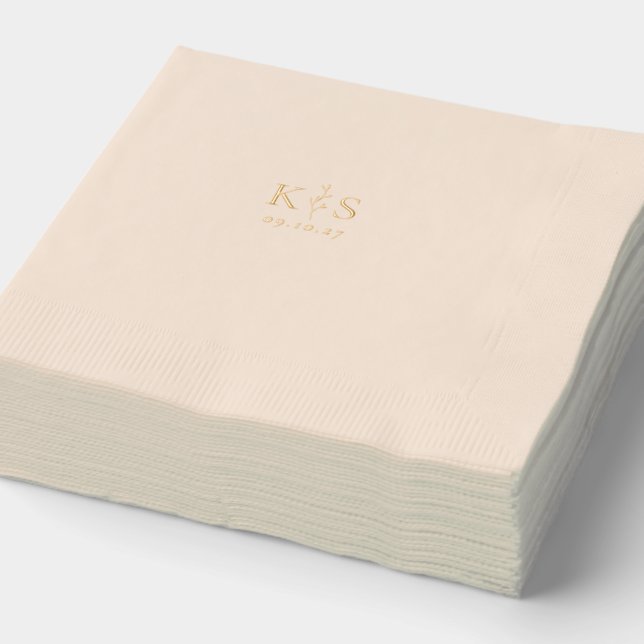 Serviettes Avec Dorure HARMONIE Branche Monogramme Mariage (Détail)