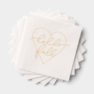 Serviettes Avec Dorure Hello Fall Love Heart