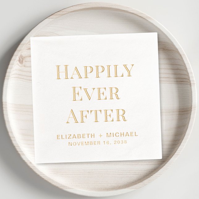 Serviettes Avec Dorure Heureux toujours après Mariage (Elevate your wedding reception decor with these elegant "Happily Ever After" foil napkins)