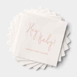 Serviettes Avec Dorure Hey Baby Nom personnalisé Script moderne