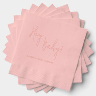 Serviettes Avec Dorure Hey Baby Nom personnalisé Script moderne