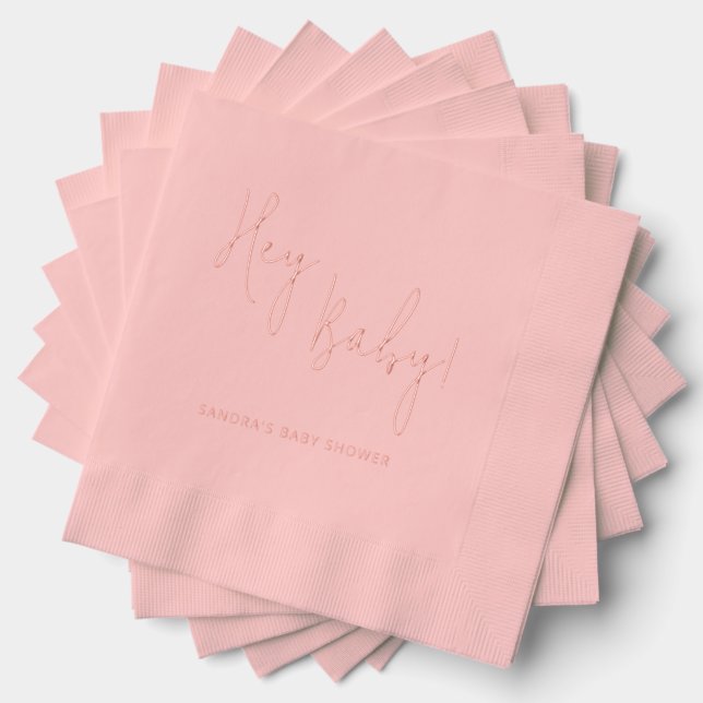 Serviettes Avec Dorure Hey Baby Nom personnalisé Script moderne (Insitu (empilé))