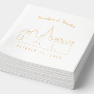 Serviettes Avec Dorure Huile d'or Personnalisé Bali Mariage Napkins