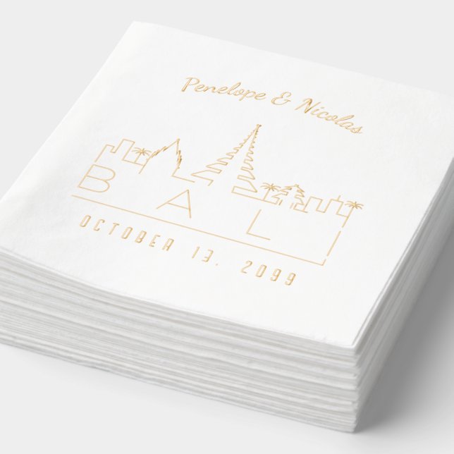 Serviettes Avec Dorure Huile d'or Personnalisé Bali Mariage Napkins (Détail)