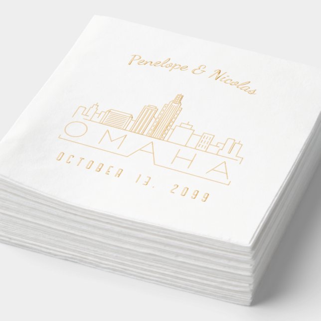 Serviettes Avec Dorure Huile d'or Personnalisé Mariage Omaha Napkins (Détail)