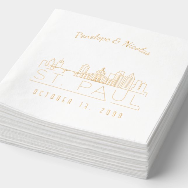 Serviettes Avec Dorure Huile d'or Personnalisé St Paul Mariage Napkins (Détail)