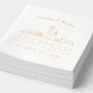 Serviettes Avec Dorure Huile d'or personnalisée Stockholm Mariage Napkins
