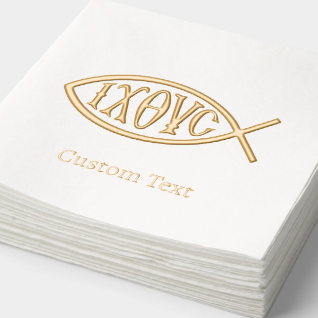 Serviettes Avec Dorure Ichthys Christian Symbol Pattern (Détail)