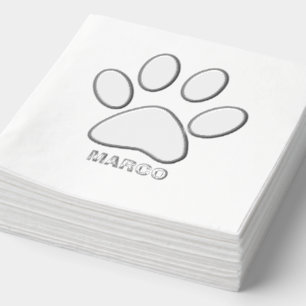 Serviettes Avec Dorure Image de patte de chien personnalisée avec feuille