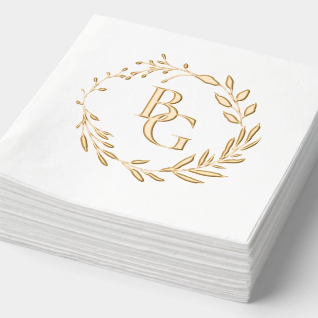 Serviettes Avec Dorure initiales mariages (Détail)