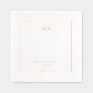 Serviettes Avec Dorure Initiales minimalistes corail élégantes