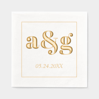 Serviettes Avec Dorure Initiales or mariage de typographie gras