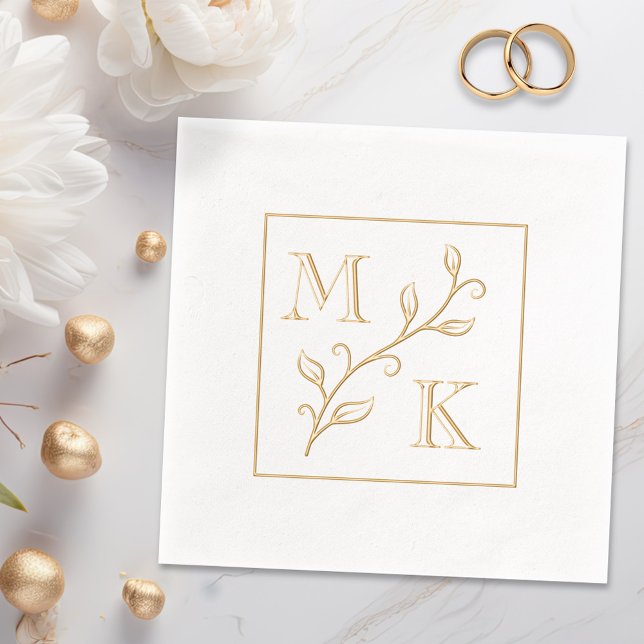 Serviettes Avec Dorure Initiales simples Plante Monogramme Mariage Couple (Créateur téléchargé)