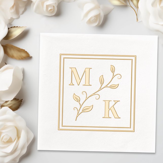 Serviettes Avec Dorure Initiales simples Plante Monogramme Mariage Couple (Créateur téléchargé)