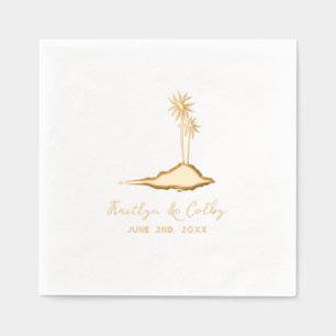Serviettes Avec Dorure Island Palm Trees Mariage