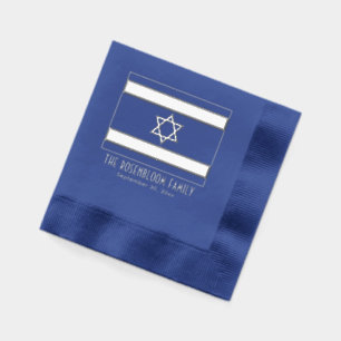 Serviettes Avec Dorure Israël Drapeau israélien avec nom Date