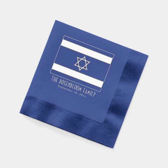 Serviettes Avec Dorure Israël Drapeau israélien avec nom Date (Gauche)