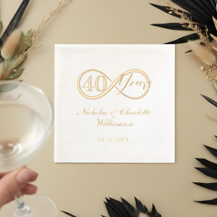 Serviettes Avec Dorure Jalon élégant du 40e anniversaire de mariage Amour