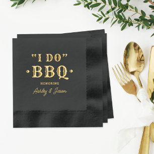 Serviettes Avec Dorure Je fais du BBQ pour mon mariage en gras et noir