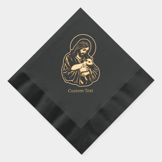 Serviettes Avec Dorure Jésus Berger Attentionné (Droite)
