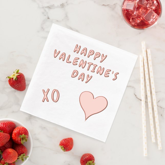 Serviettes Avec Dorure Joyeuse Saint-Valentin Cœur (Insitu (Fraise))