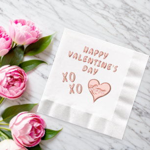Serviettes Avec Dorure Joyeuse Saint-Valentin Cœur Bisou Câlin