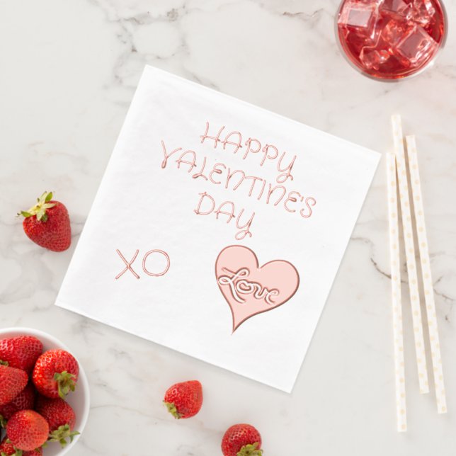 Serviettes Avec Dorure Joyeuse Saint-Valentin Cœur d'amour (Insitu (Fraise))