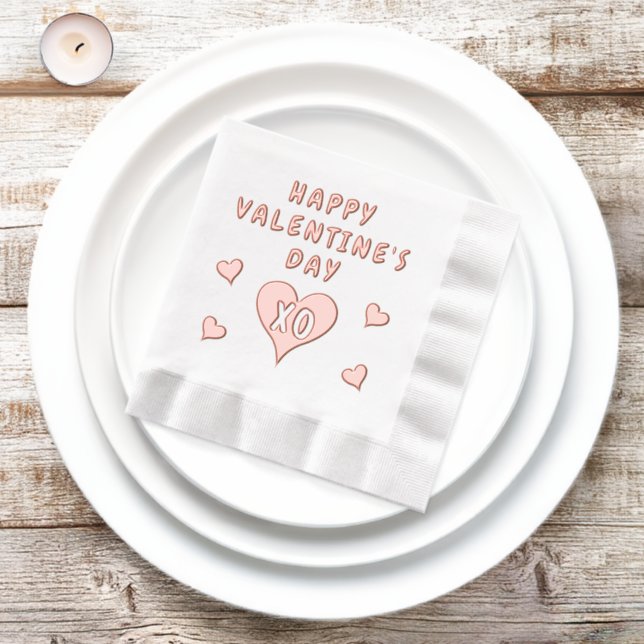Serviettes Avec Dorure Joyeuse Saint-Valentin Motif de cœurs (Initiation)