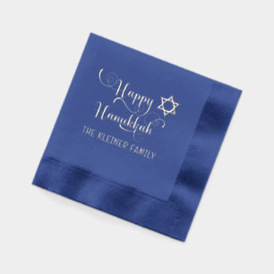Serviettes Avec Dorure Joyeuse typographie de Hanukkah #10 Nom de famille