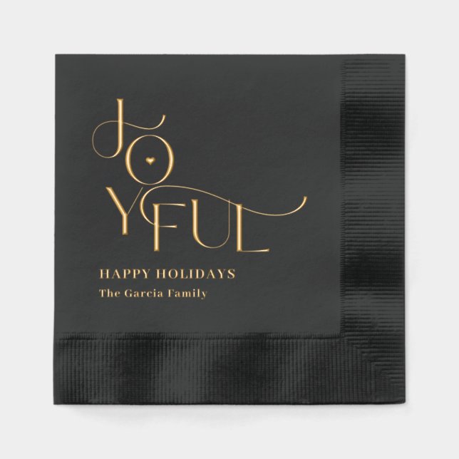 Serviettes Avec Dorure Joyeuse Vie Fête Foil Napkins (Recto)