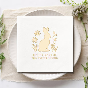 Serviettes Avec Dorure Joyeuses fleurs de printemps de lapin de Pâques pe