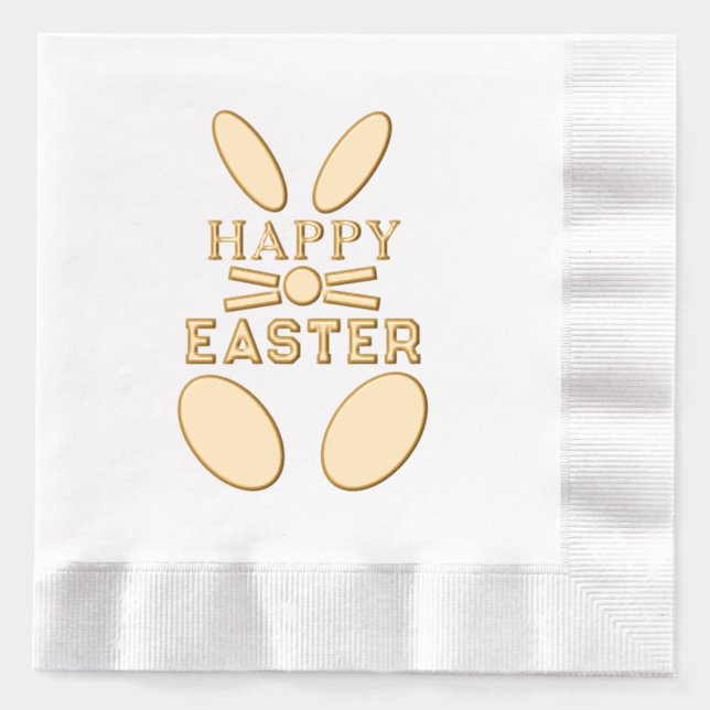 Serviettes Avec Dorure Joyeuses Pâques Lapin de Pâques Fantaisiste (Recto)