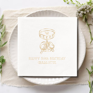 Serviettes Avec Dorure Joyeux 50e Anniversaire Martini Nœud Personnalisé