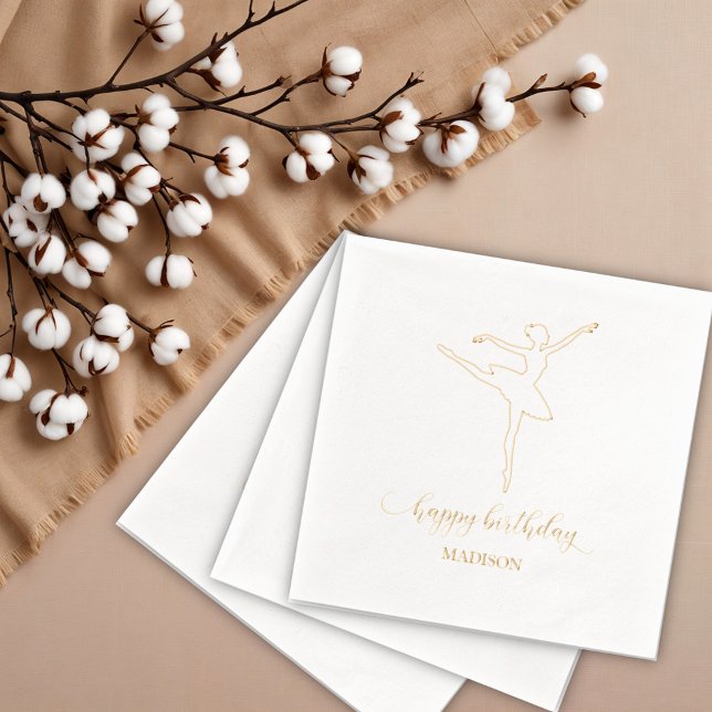 Serviettes Avec Dorure Joyeux anniversaire Ballerina (Créateur téléchargé)